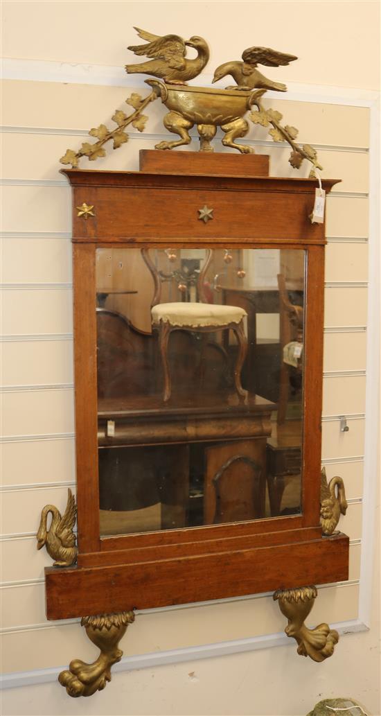 An Italian Empire period fruitwood wall mirror W.69cm